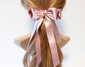 Handmade Satin Long Tail Bow French Hair Barrette Free Shipping Accessories