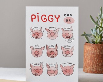 Moods of a pig - art print with pigs by Piggydoodle
