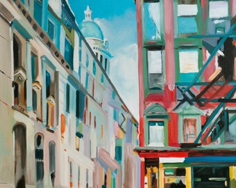 Original Oil painting Cityscape Modern Art