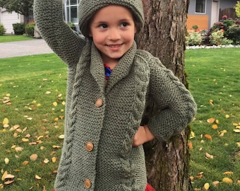 Saraid toddler coat and hat PDF knitting pattern