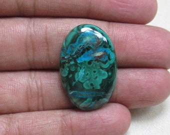 Azurite Malachite Azurite Malachite Cabochon Azurite Malachite Gemstone Loose Azurite Malachite Size 20 x 31 x 6 mm Azurite Round ET 5317