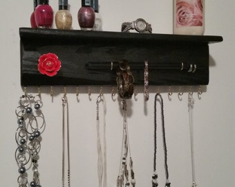 Wall Mounted Jewelry Holder, Jewelry Holder, Necklace Holder, Jewelry Display, Jewelry Organizer, Rose, Hanging Jewelry Holder