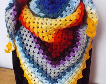 Crochet Shawl Rainbow Crochet Crochet Wrap Triangular Shawl Knit Shawl Crochet Scarf Rainbow Shawl Gift for Her Crochet Accessories