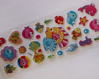 sheet of 25 fish scrapbooking stickers