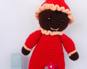 Baby Girl Doll Crochet Baby Girl Doll My First Doll Stuffed Red Baby Girl Doll Plush Cherry Red Baby Girl Doll Crochet Stuffy