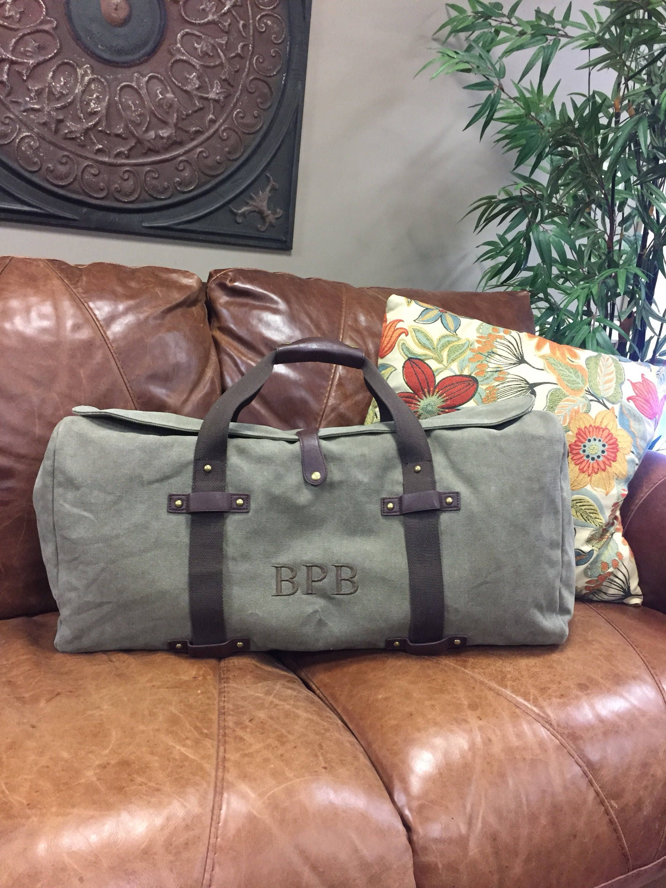 Duffle Bag in Washed Green Canvas