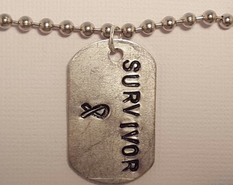 Survivor dog tag necklace - cancer - survivor - gift