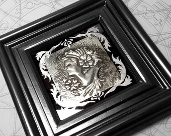 Classical Portrait : hand embossed art nouveau portrait repoussé metal wall art