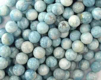 8mm blue larimar quartz round beads 15.5" strand 38007
