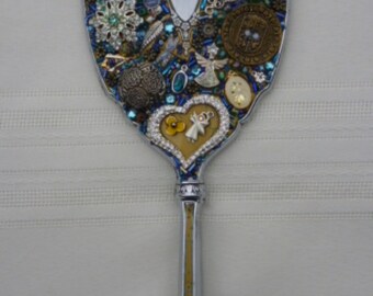Jeweled Vintage Hand Held Mosaic Mirror