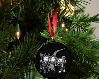 Nightmare Before Christmas Lock Shock and Barrel Black White Image Christmas Tree 2.25" Ornament