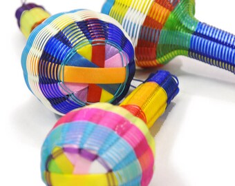 Woven colorful baby rattles