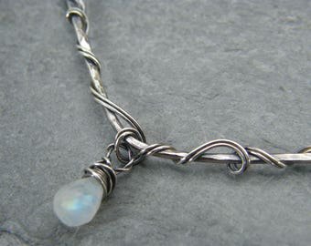 Moonstone layering necklace ~ Moonstone necklace ~ Silver chevron necklace ~ Sterling silver ~ Simple necklace ~ Layering necklace ~ Gift ~