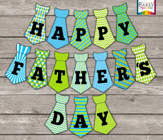 INSTANT DOWNLOAD Happy Father's Day Tie Bunting Banner