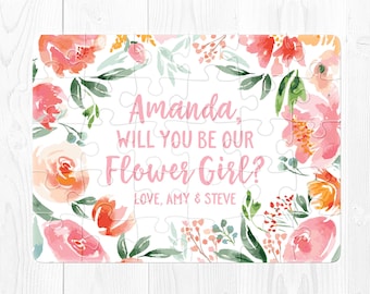 Flower Girl Proposal Flower Girl Puzzle Proposal Pink Flower Girl Card Will You Be Our Flower Girl Puzzle Flower Girl Gift Peach Pink Cute