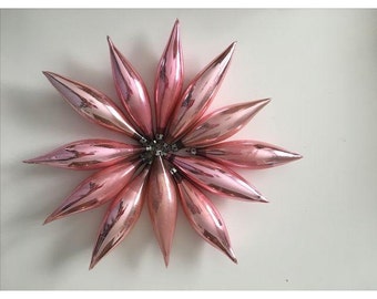 5" pink teardrop ornaments - set of 6