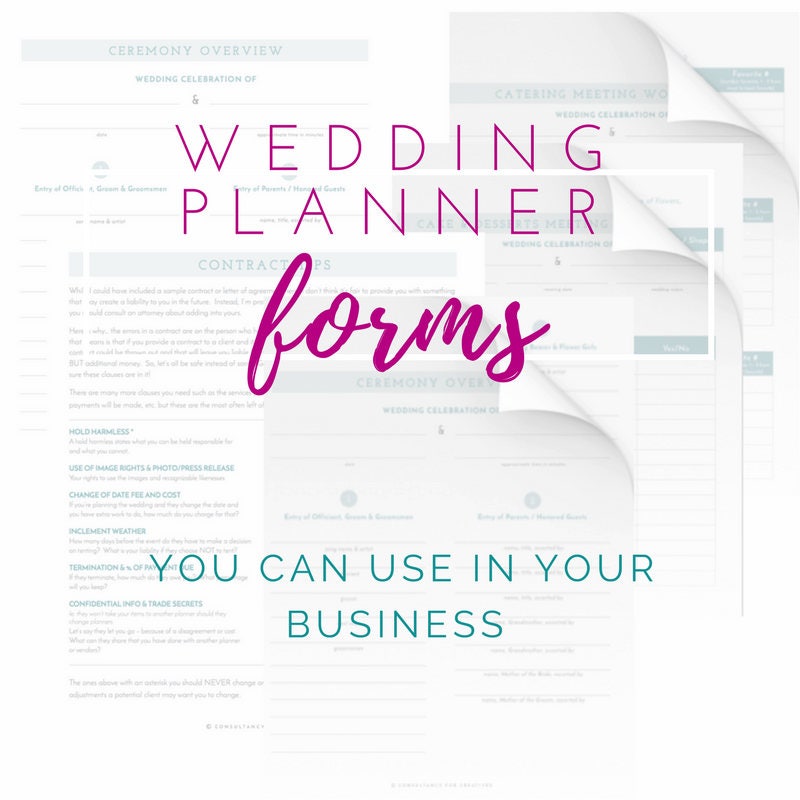 Wedding Planner Forms Printable Business Forms NO