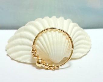 Gold beaded septum ring, silver septum piercing,16 - 20 gauge, 8 - 10mm inner diameter, septum hoop, gold nose septum ring,silver nose ring