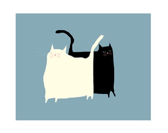 Cat Art - Beep & Bop Cat Print - Cat Painting- Jazz Cats