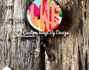 Monogram Badge Reel | Monogram Badge Holder Retractable | Monogram Badge Clip | Badge Reel Nurse | Badge Clip | Nurse Gift | EKG Badge Reel