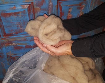 Undyed Wool Roving for Spinning Rugs or other Strong Fabrics, 3.00/oz.