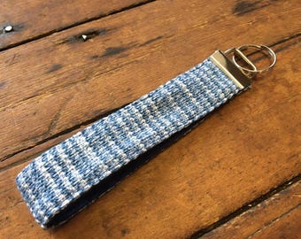 HANDWOVEN Key Fob - INDIGO + WHITE