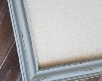 Farmhouse Light Gray Corkboard - Linen Bulletin Board- Many Sizes - Magnet Board- Large Bulletin Board -Long and Narrow- Memo Board
