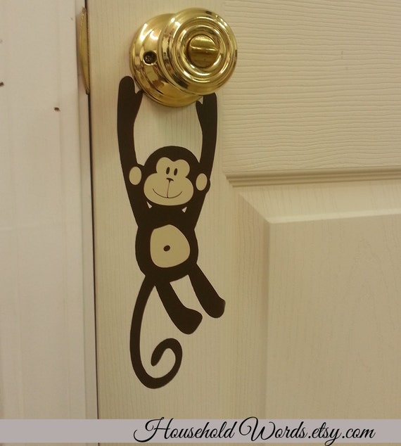 Monkey Door Knob vinyl decal hanger Door Decals Monkey