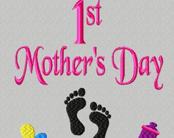Happy 1St Mother&amp;#039;s Day Mama Embroidery