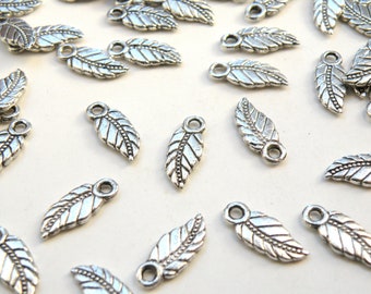 10 Leaf Charms antique silver 18x7mm PLF0225Y