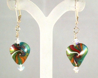Earrings Handmade, Silver Earrings, Dangle Earrings, Polymer Earrings, Ready to Ship, Drop Earrings, Heart Earrings, Statement Earrings