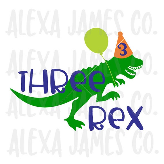 Download 3rd Birthday svg Dinosaur Birthday svg Three Rex svg Third