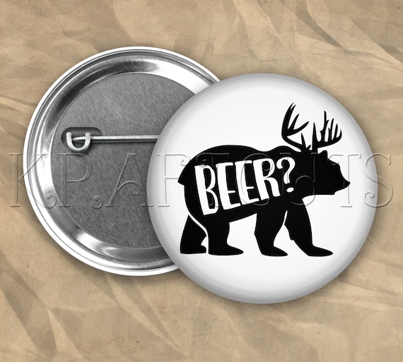 Beer Bear Pinback Button Flair #B78