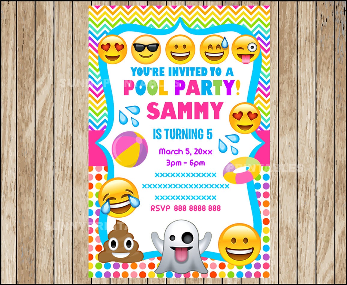 Emoji Pool Party Invitations 5