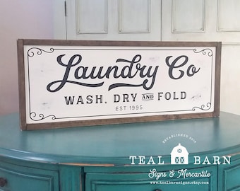 Laundry Co Wash Dry and Fold Sign -- Farmhouse Magnolia Fixer Upper Joanna