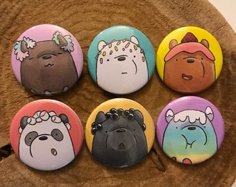 Ice Cream Bear Popsicles Pinback Buttons or Magnets