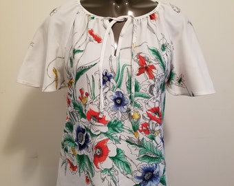 Vintage Teddi of California Floral Peasant Blouse