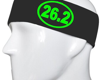 26.2 Marathon Run Black/Lime Green Headband