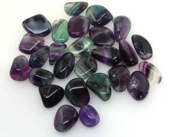 A grade fluorite tumble stone, choose your size, tumbled polished rainbow fluorite crystal, pocket stone