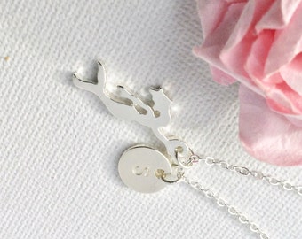 Silver mermaid necklace, mermaid necklace, mermaid jewellery, mermaid pendant, mermaid gift, silver mermaid, christmas gift, bridesmaid gift