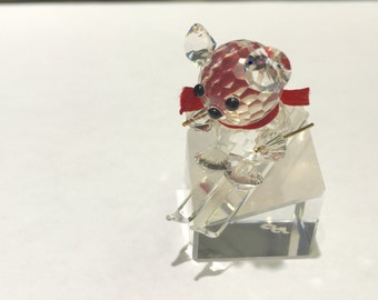 Ski Teddy bear crystal figurine