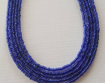 Blue necklace - bead necklace - blue bead necklace - royal blue necklace - Royal blue seed bead necklace your choice of sizes ready to ship