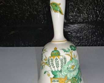 Crown Staffordshire "Kowloon" China Bell/Collectable China/China Bell/Green and Gold/Home Decor/Kowloon/ Collectable/Vintage/1970s