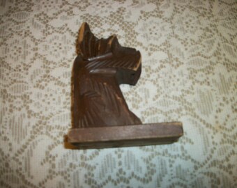 Vintage 1920s SCOTTIE DOG BOOKEND 1/2 of, Darling Carved, & very Worn