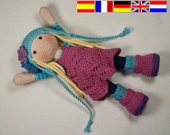 Crochet pattern for doll SUE (Deutsch, English, Français, Español, Nederlands)