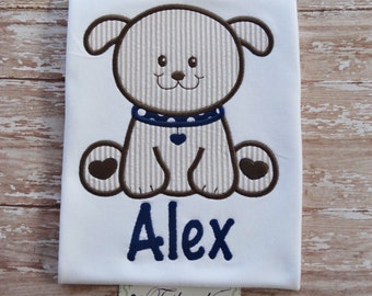 Personalized Puppy Shirt with Applique Puppy and Name - Boys Puppy Shirt - Monogrammed Boys Shirt - Boys Birthday Shirt - Boys Dog Shirt