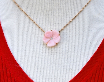 Avon Pink Lucite Flower Necklace Vintage