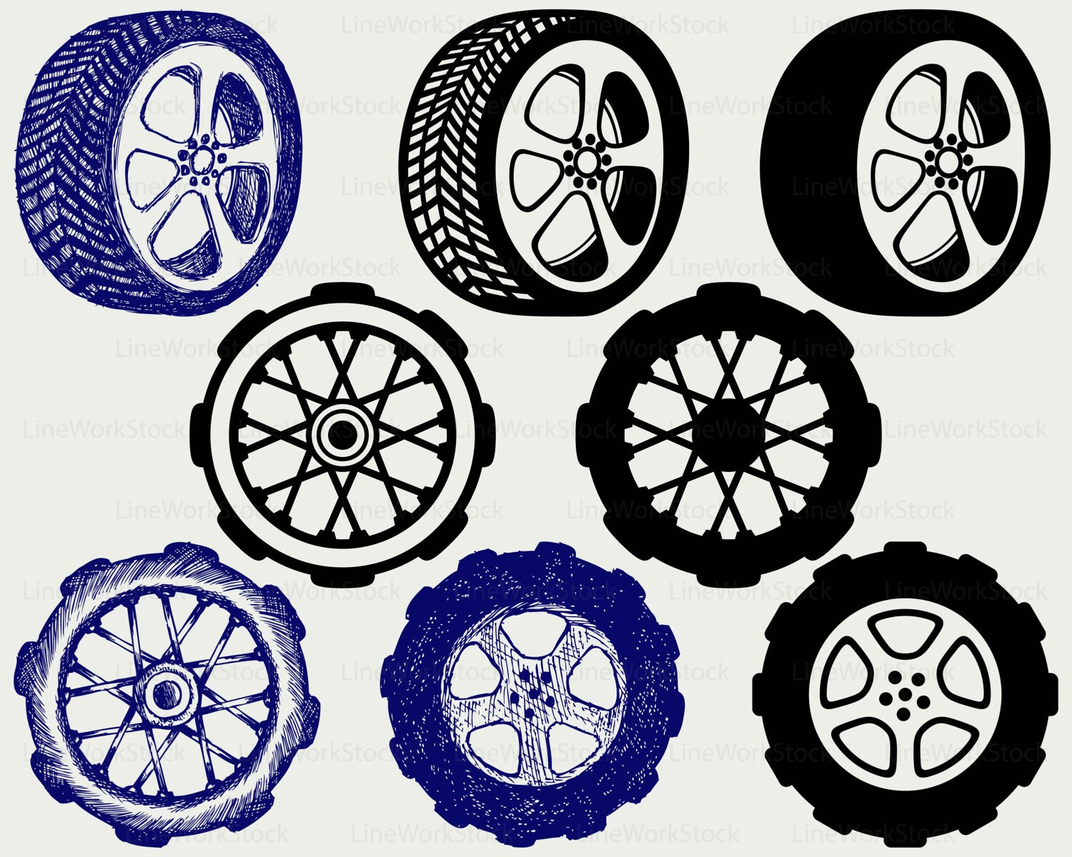 Tyre wheels svg/auto clipart/car svg/silhouette/tyre wheels