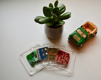 Circuit Board and Clear Acrylic Coasters - Motherboard Coaster - Geek Gifts - Tech Accessories - Programmer - PCB Gifts - Computer Geek