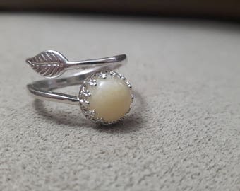 Sterling Silver Crown Leaf Breastmilk Ring